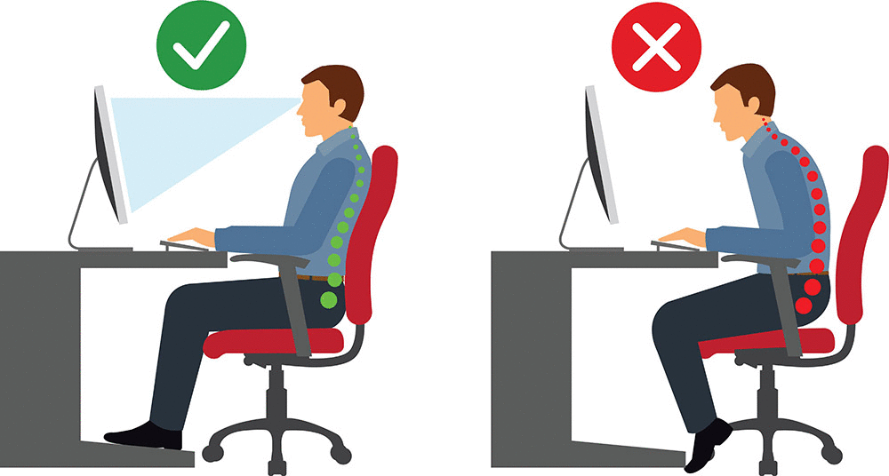 تاثیر فرم نشستن بر کمردرد؛ تصویری از یک فرد با پاسچر نامناسب در حال نشستن